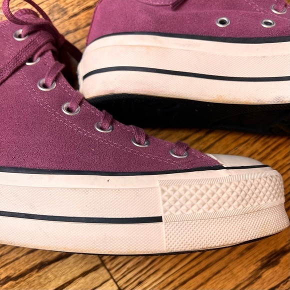 High Top Converse Platform Suede ALL STAR Maroon Burgundy Size 7.5 Sneaker Shoe - Picture 5 of 8